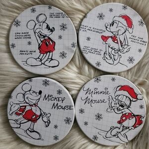 Disney Mickey and Minnie Mouse Holiday Coasters - Red and Black